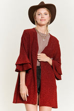 Load image into Gallery viewer, Glitter bell sleeve kimono cardigan

