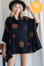 Load image into Gallery viewer, AZTEC PRINT COWL NECK OVERSIZED PONCHO
