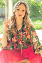 Load image into Gallery viewer, V-neck tie front blouse top
