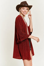 Load image into Gallery viewer, Glitter bell sleeve kimono cardigan
