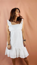Load image into Gallery viewer, Ruffle sleeve white dress

