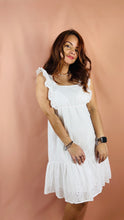 Load image into Gallery viewer, Ruffle sleeve white dress

