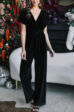 Load image into Gallery viewer, Drawstring Surplice Short Sleeve Jumpsuit
