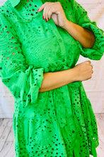 Load image into Gallery viewer, EYELET GREEN DRESS
