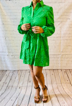 Load image into Gallery viewer, EYELET GREEN DRESS
