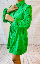 Load image into Gallery viewer, EYELET GREEN DRESS
