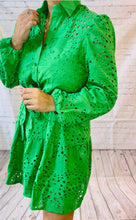 Load image into Gallery viewer, EYELET GREEN DRESS
